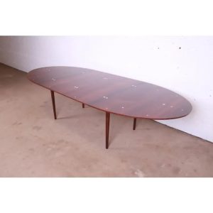 Outstanding Finn Juhl Rosewood and Silver Inlay "Judas" Extension Dining Table, Newly Restored