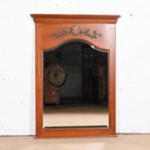 Ethan Allen French Provincial Carved Cherry Wood Beveled Wall Mirror