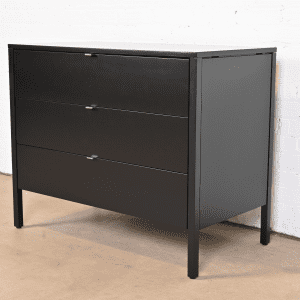 Florence Knoll Mid-Century Modern Black Lacquered Chest of Drawers, Newly Refinished