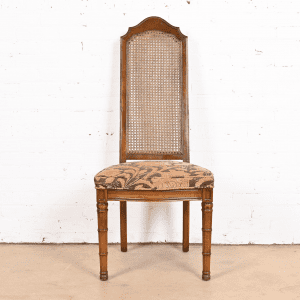 Henredon Mid-Century Modern Walnut and Cane High Back Side Chair