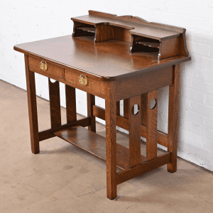 Antique Stickley Brothers Mission Oak Arts & Crafts Writing Desk, Newly Restored