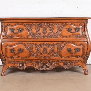 Italian Louis XV Carved Cherry Wood Commode or Bombay Chest