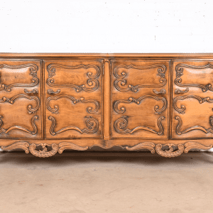 Romweber French Rococo Louis XV Carved Walnut Sideboard or Credenza