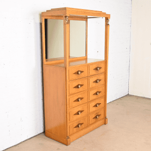Grosfeld House Hollywood Regency Empire Mahogany Lighted Bar Cabinet