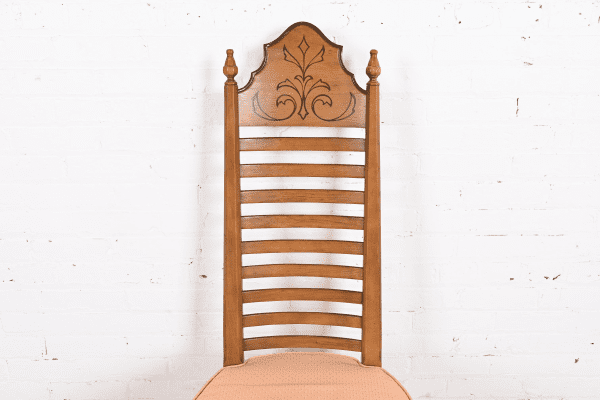Drexel Mid-Century Italian Provincial Carved Walnut High Back