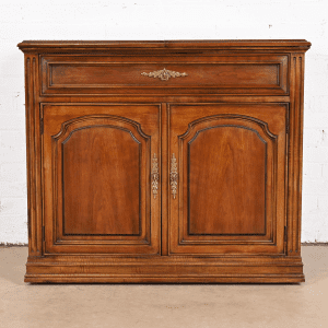 French Regency Louis XVI Cherry Wood Flip Top Server or Bar Cabinet by White Furniture