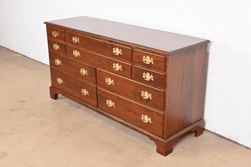 Henkel Harris Georgian Solid Cherry Wood Ten-Drawer Dresser, Newly