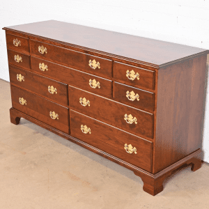 Henkel Harris Georgian Solid Cherry Wood Ten-Drawer Dresser, Newly Refinished