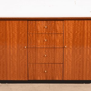 Henredon Modern French Empire Buffet Server or Bar Cabinet in Exotic Brazilian Daniella Wood