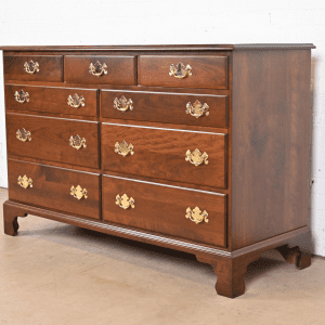 Henkel Harris American Chippendale Solid Cherry Wood Nine-Drawer Dresser, Newly Refinished