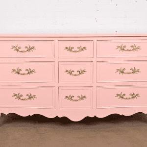 Kindel Furniture French Provincial Louis XV Pink Lacquered Dresser, Newly Refinished
