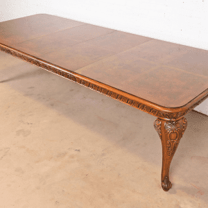Henredon Italian Baroque Carved Oak and Burl Wood Extension Dining Table