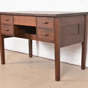 Signed Gustav Stickley Antique Mission Oak Arts & Crafts Desk, Circa 1900