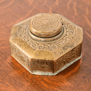 Tiffany Studios New York Zodiac Bronze Doré Inkwell