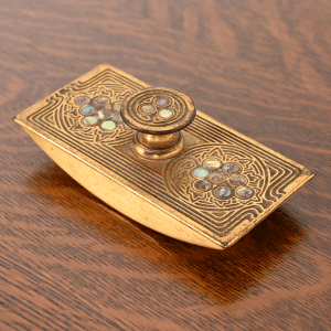 Tiffany Studios New York Bronze Doré and Abalone Rocker Blotter