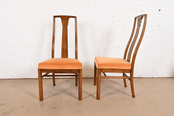 Drexel Heritage Mid-Century Modern Walnut High Back Dining Chairs