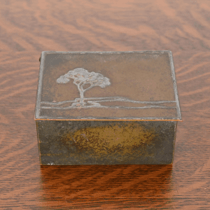 Heintz Arts & Crafts Sterling Silver on Bronze Humidor or Cigarette Box