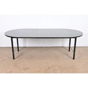 Paul McCobb for Calvin Furniture Black Lacquered Extension Dining Table, Newly Refinished