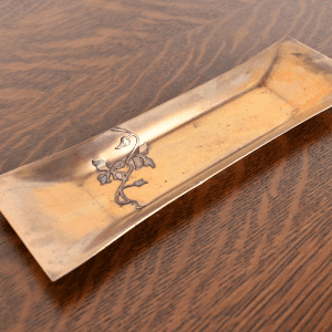 Heintz Arts & Crafts Sterling Silver on Bronze Pen Tray