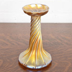 Louis Comfort Tiffany Favrile Iridescent Art Glass Candlestick