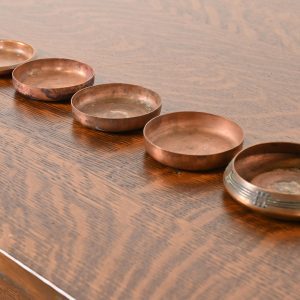 Heintz Arts & Crafts Sterling Silver on Bronze Nesting Ashtrays or Catchalls, Set of Five