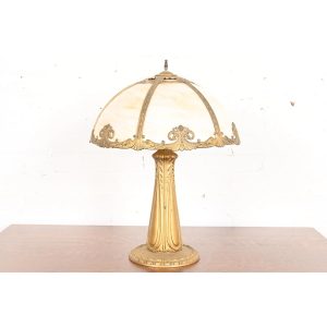 Antique Art Nouveau Slag Glass Table Lamp in the Manner of Handel, Circa 1920s
