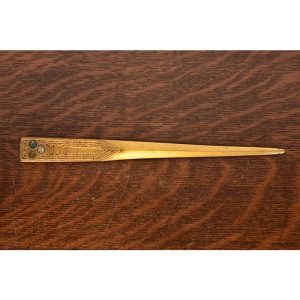 Tiffany Studios New York Bronze Doré and Abalone Letter Opener