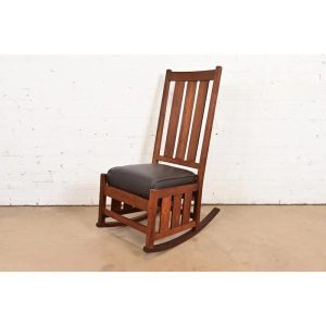Gustav Stickley Antique Mission Oak Arts & Crafts Rocking Chair, Circa 1910