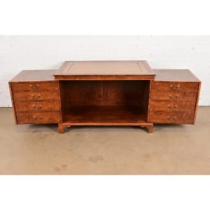 Antique English Regency Burl Wood Leather Top Metamorphic Wooton Desk, Circa 1860s