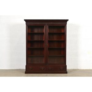 Herter Brothers Style Antique Eastlake Victorian Carved Mahogany Bookcase, Circa 1880s