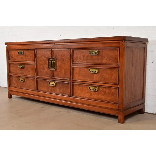 Thomasville Mid-Century Hollywood Regency Chinoiserie Burl Wood