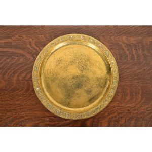 Tiffany Studios New York Bronze Doré Large Tray With Abalone Inlay
