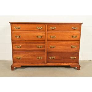 L. & J. G. Stickley Georgian Solid Cherry Wood Eight-Drawer Double Dresser, Circa 1950s