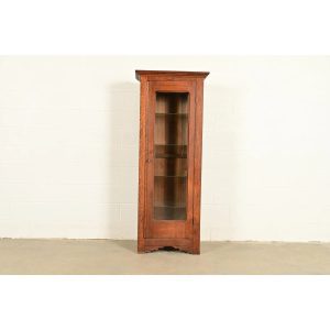 Antique Mission Oak Arts & Crafts Bookcase Cabinet, Circa 1910