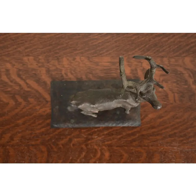 Antoine-Louis Barye Style French Art Deco Bronze Over Copper "Listening Stag" Sculpture - Image 5
