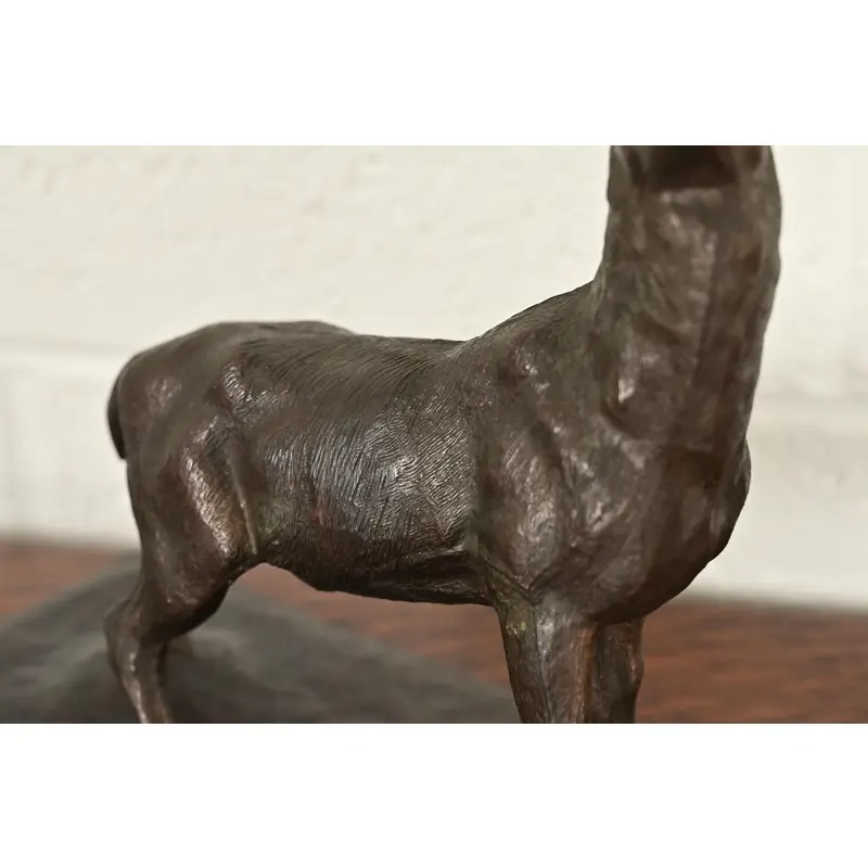 Antoine-Louis Barye Style French Art Deco Bronze Over Copper "Listening Stag" Sculpture - Image 7