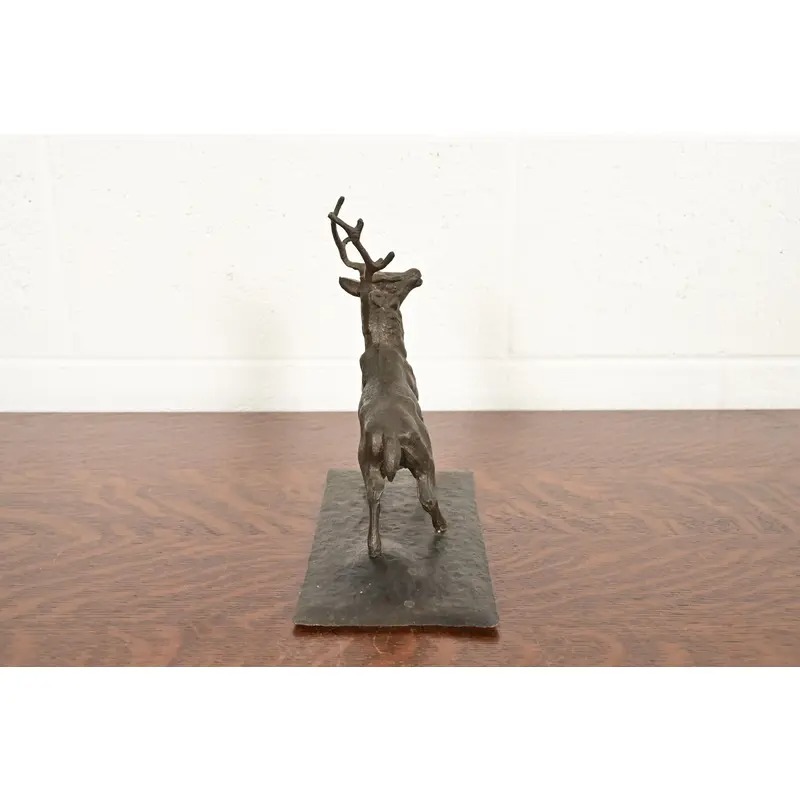 Antoine-Louis Barye Style French Art Deco Bronze Over Copper "Listening Stag" Sculpture - Image 9