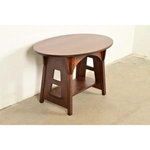 Limbert Antique Mission Oak Arts & Crafts Oval Cutout Center Table or Library Table, Newly Refinished