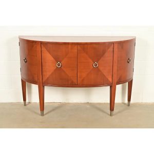 Ethan Allen French Regency Louis XVI Inlaid Cherry Wood Demilune Sideboard