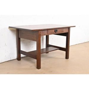 Gustav Stickley Mission Oak Arts & Crafts Writing Desk or Library Table, Circa 1900