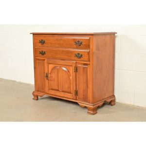 Kling American Colonial Solid Maple Server or Bar Cabinet, Circa 1960s