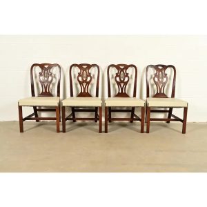 Baker Furniture Georgian Carved Mahogany Dining Chairs, Set of Four