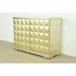 Barbara Barry for Baker Furniture Diamond Silver Leaf Cabinet or Credenza