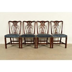 Councill Craftsmen Georgian Carved Mahogany Dining Chairs, Set of Four