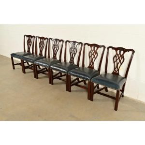 Councill Craftsmen Georgian Carved Mahogany Dining Chairs, Set of Six