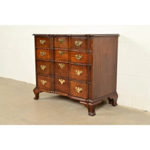 Councill Furniture Georgian Carved Solid Mahogany Block Front Chest of Drawers