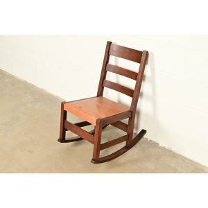 L. & J. G. Stickley Antique Mission Oak Arts & Crafts Rocking Chair, Circa 1910