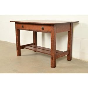 Stickley Brothers Antique Mission Oak Arts & Crafts Desk or Library Table, Newly Refinished