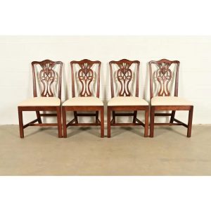 Henredon Georgian Carved Mahogany Dining Chairs, Set of Four