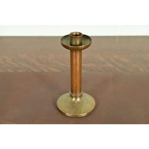 Roycroft Arts & Crafts Brass Finished Hammered Copper Candlestick